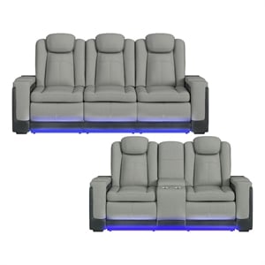 Picket House Furnishings Niven 2PC Living Room Set in Rocky Cement/Charcoal