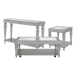 picket house furnishings lavigne 3pc occasional table set in silver