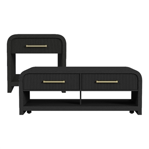 Picket House Furnishings Woodridge 2PC Occasional Table Set in Black with Grain