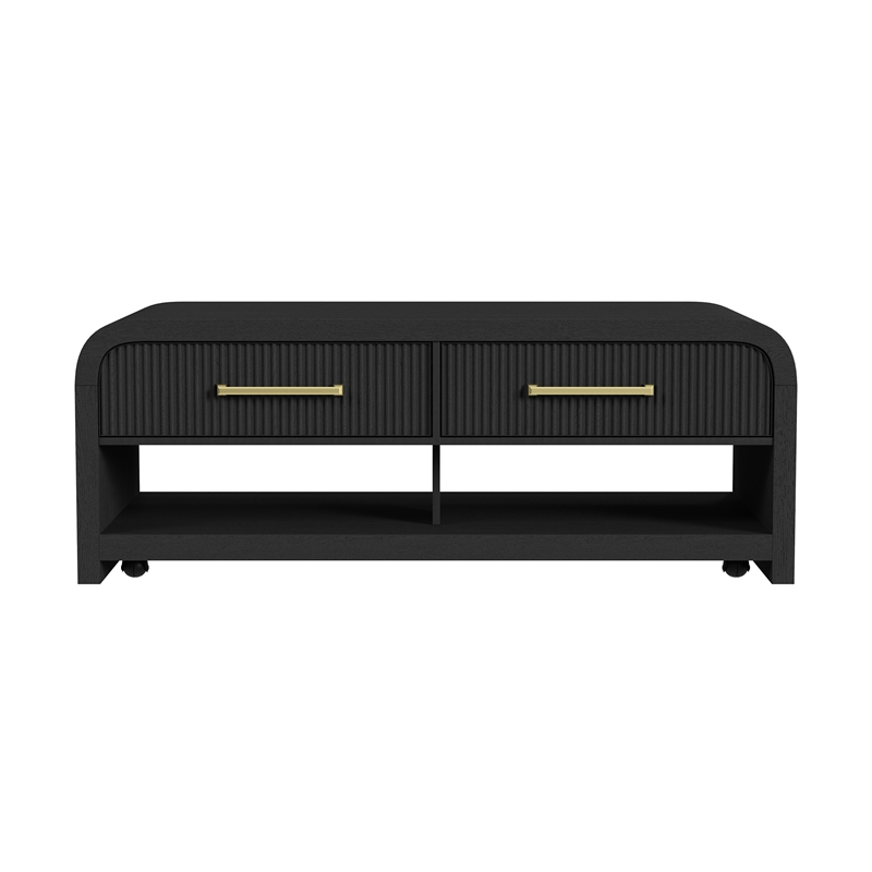 Picket House Furnishings Woodridge Coffee Table with Casters in Black with Grain