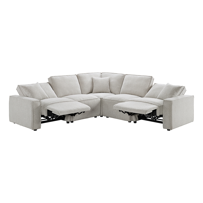 Picket House Furnishings Joan 5PC Power Motion Sectional Set - Culp Bloke Cotton