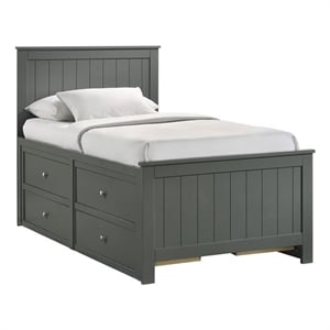 Picket House Furnishings Santino Twin Captains Bed in Gray