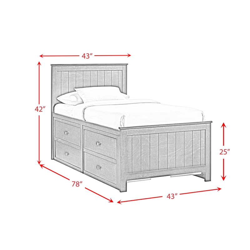 Picket House Furnishings Santino Twin Captains Bed in Gray