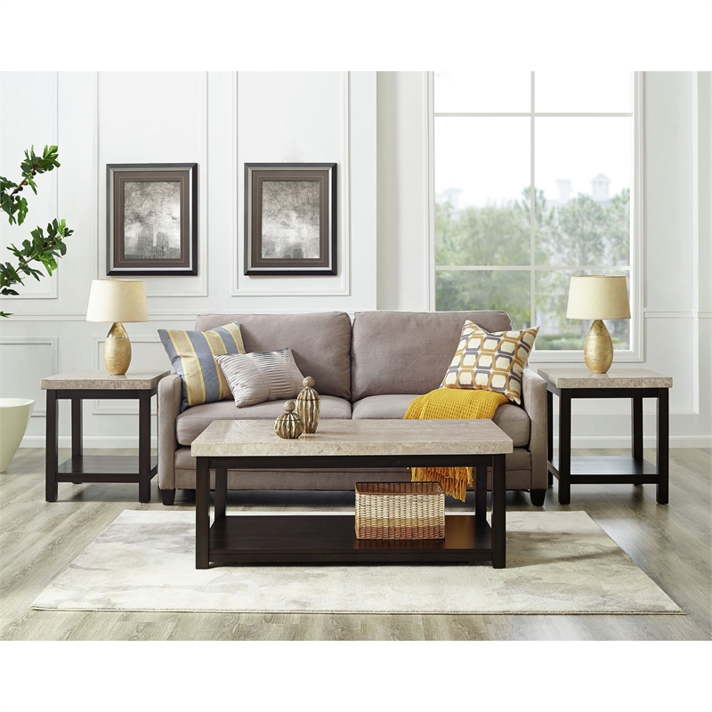 Picket House Furnishings Caleb End Table with Marble Top