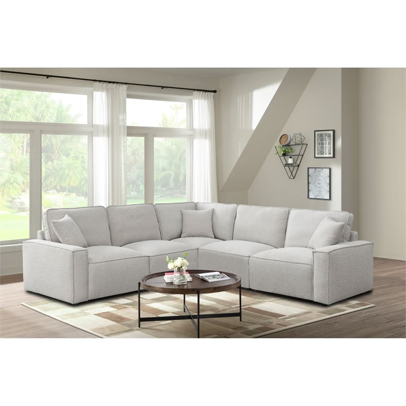 Picket House Furnishings Joan 5PC Motion Sectional Set - Culp Bloke Cotton