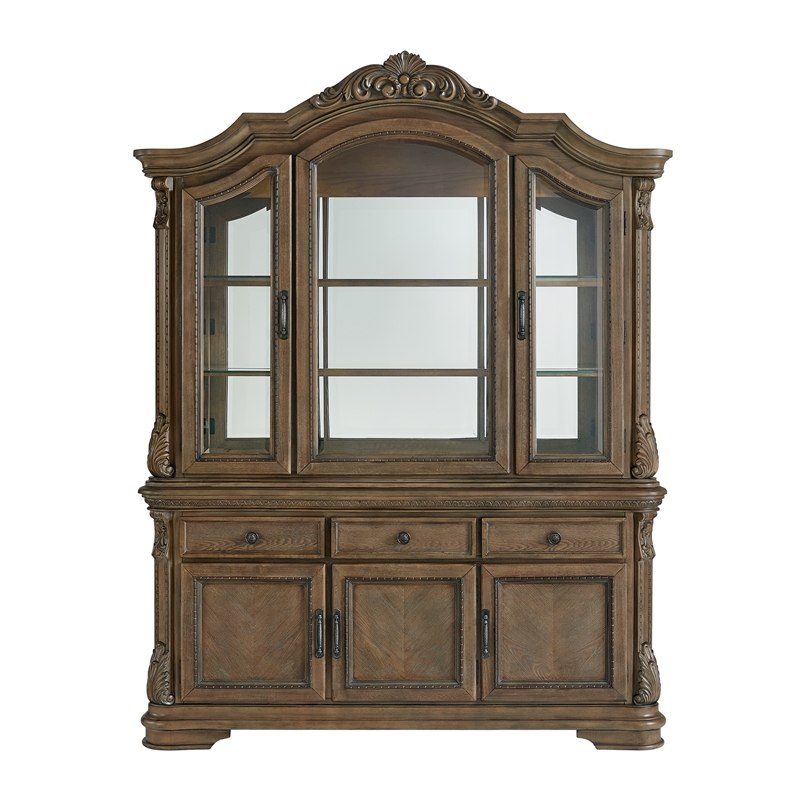 Picket House Furnishings Denali Server and Hutch with LED in Walnut