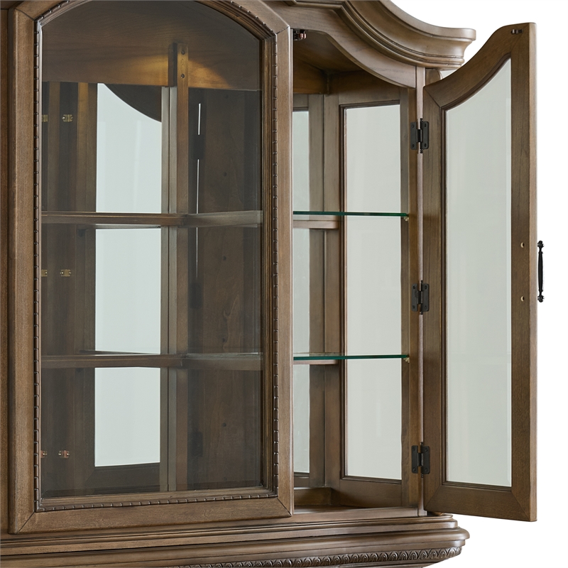 Picket House Furnishings Denali Server and Hutch with LED in Walnut