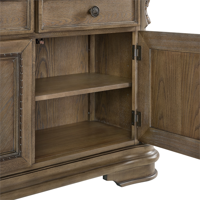 Picket House Furnishings Denali Server and Hutch with LED in Walnut