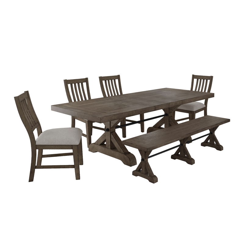 Picket House Furnishings Marietta 6PC Standard Height Dining Set in Medium Brown
