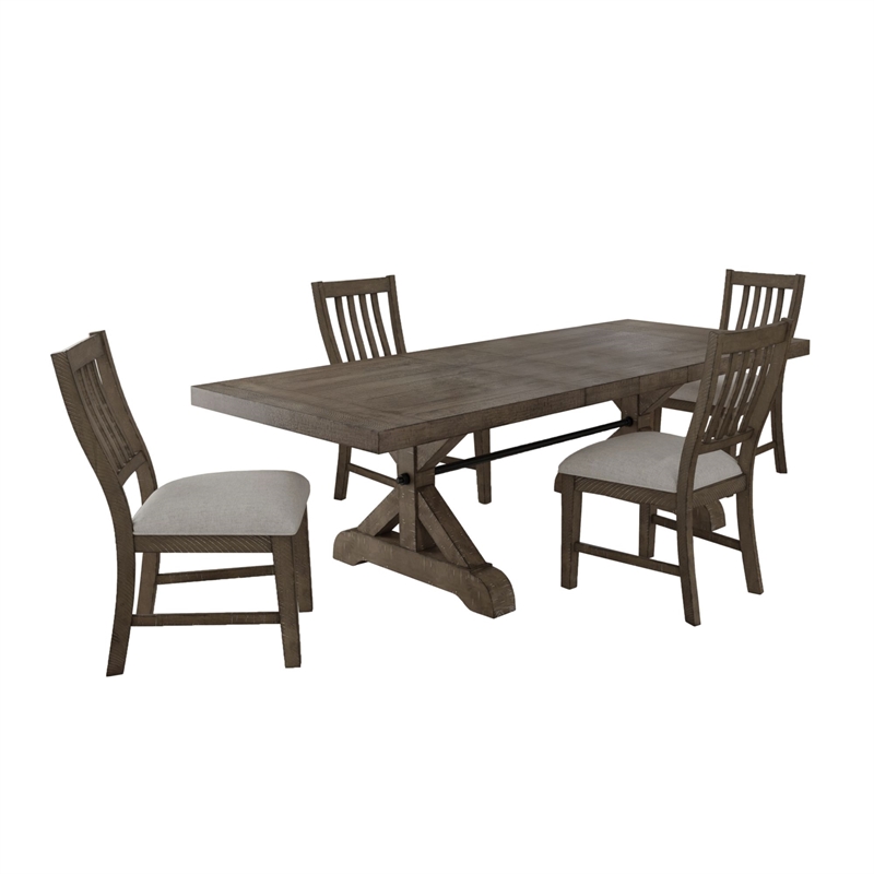Picket House Furnishings Marietta 5PC Standard Height Dining Set in Medium Brown
