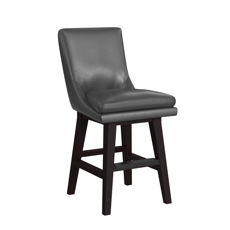 Picket House Furnishings Charlie Swivel Counter Stool Set -Pewter PU in Espresso