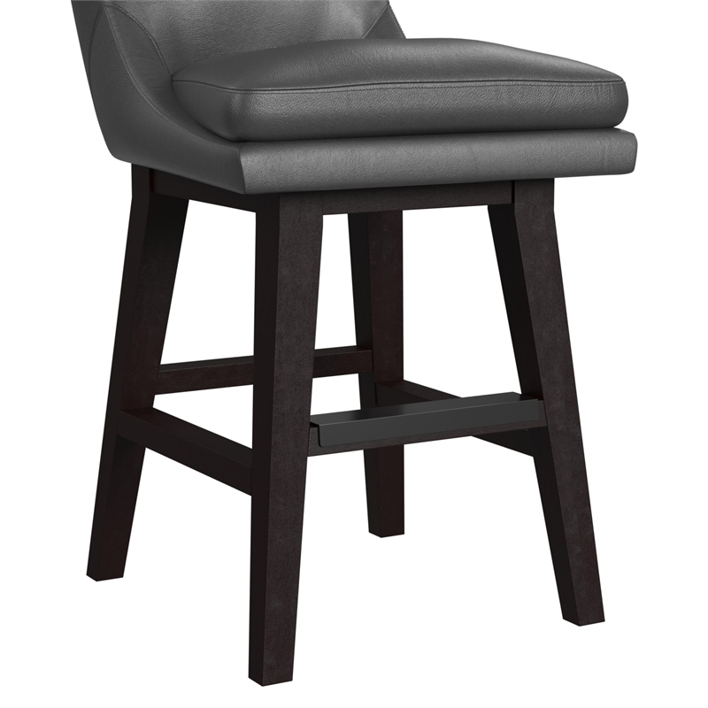 Picket House Furnishings Charlie Swivel Counter Stool Set -Pewter PU in Espresso