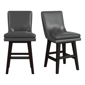 Picket House Furnishings Charlie Swivel Counter Stool Set -Pewter PU in Espresso
