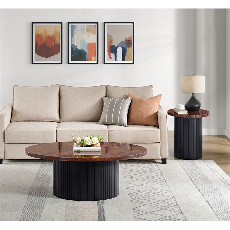 Picket House Furnishings Rosalind Oval Coffee Table in Cherry and Black