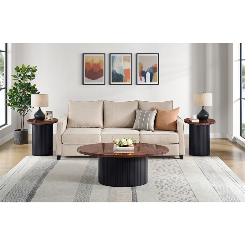 Picket House Furnishings Rosalind Oval Coffee Table in Cherry and Black