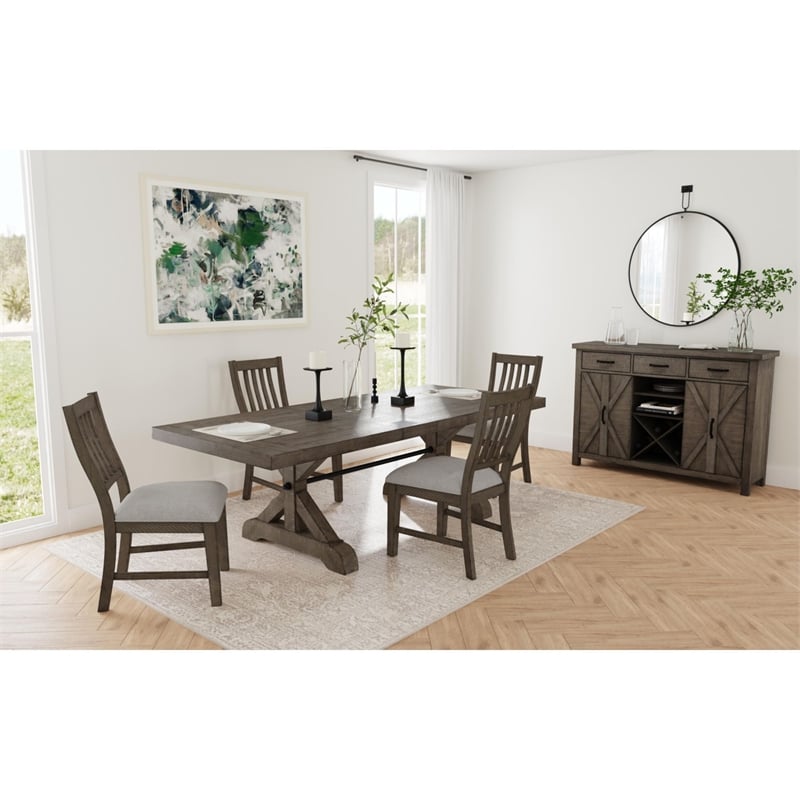 Picket House Furnishings Marietta Dining Side Chair Set - Gray Fabric in Brown