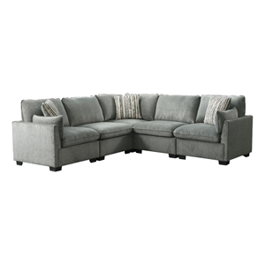 picket house furnishings sloan modular  5pc living room set in nova grey
