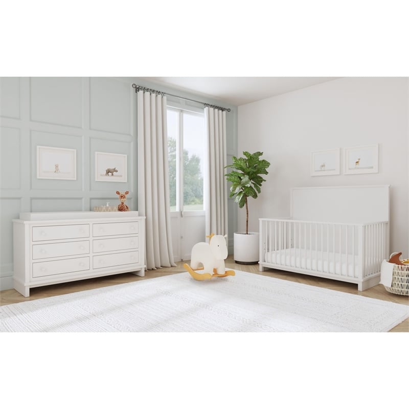 Picket House Furnishings Cassian Crib with Guard Rail in White