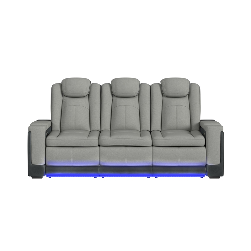 Picket House Furnishings Niven Power Motion Sofa in Rocky Cement/Charcoal