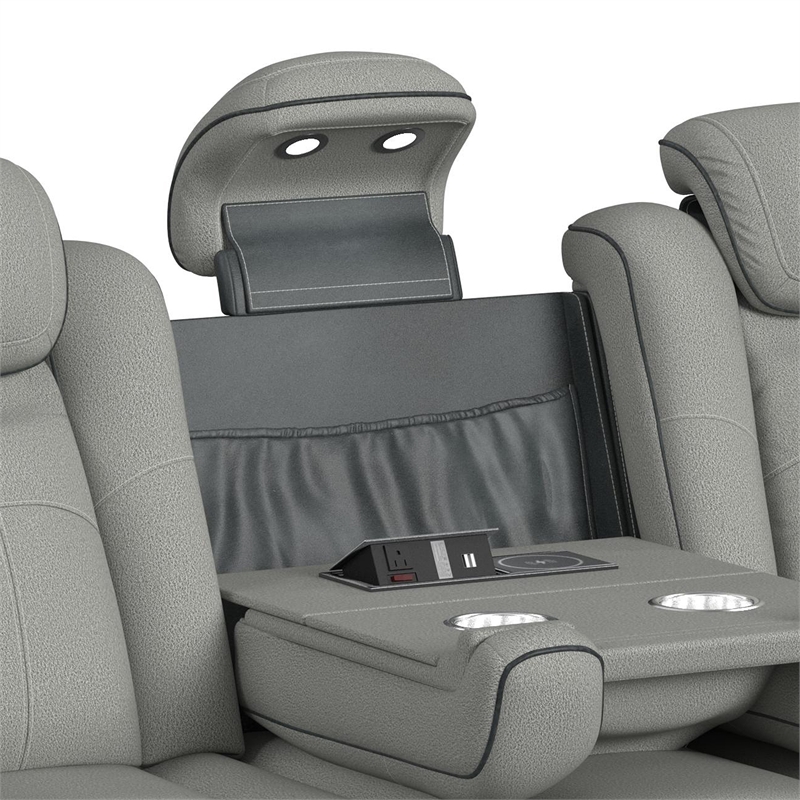 Picket House Furnishings Niven Power Motion Sofa in Rocky Cement/Charcoal