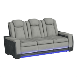 Picket House Furnishings Niven Power Motion Sofa in Rocky Cement/Charcoal