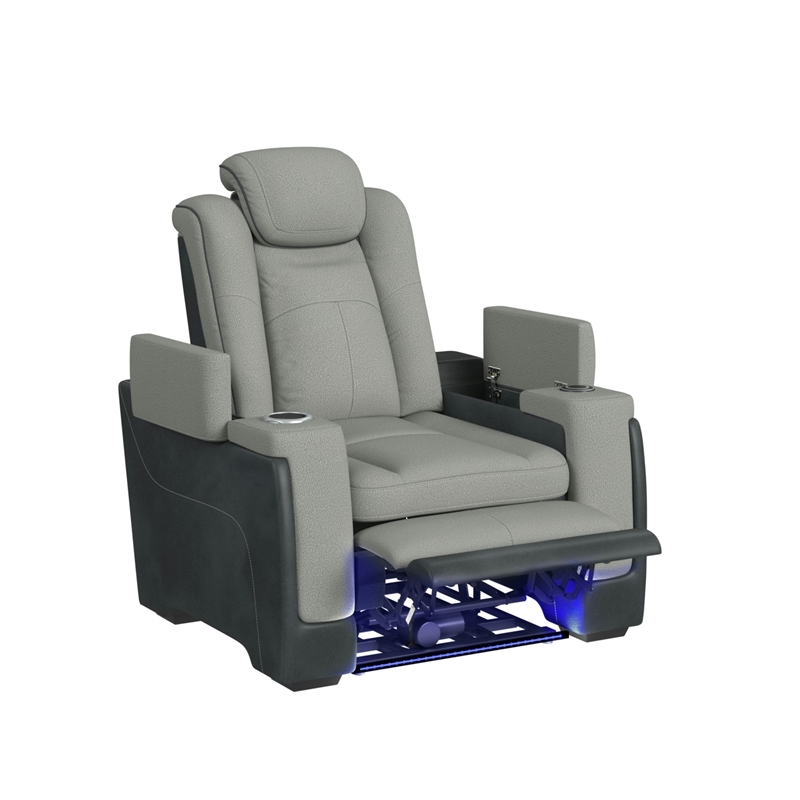 Picket House Furnishings Niven Power Motion Recliner in Rocky Cement/Charcoal