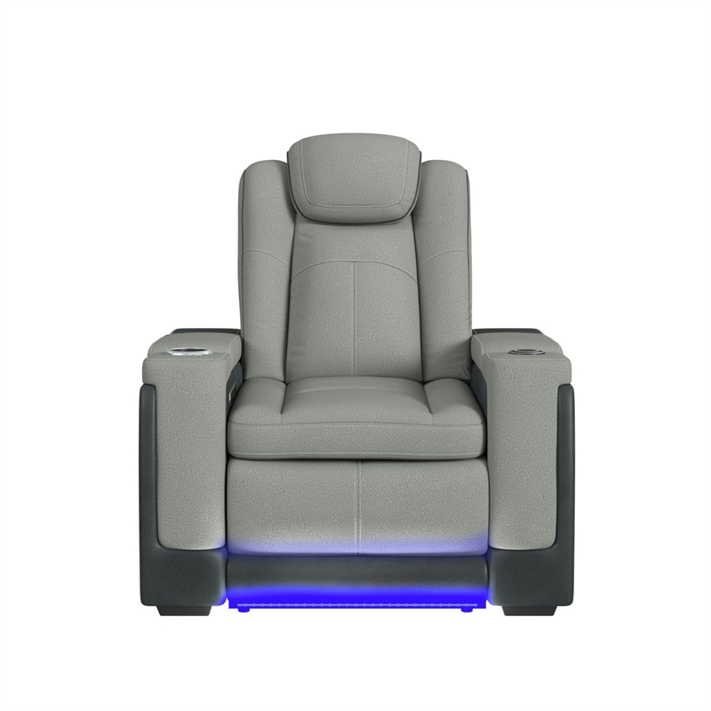 Picket House Furnishings Niven Power Motion Recliner in Rocky Cement/Charcoal