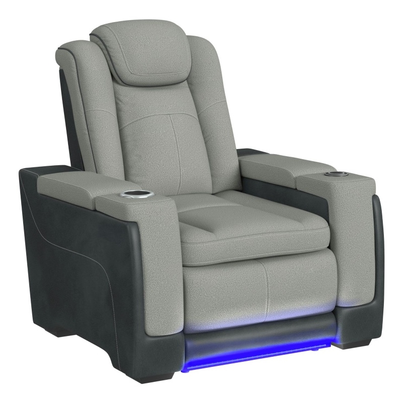 Picket House Furnishings Niven Power Motion Recliner in Rocky Cement/Charcoal