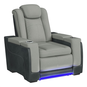 Picket House Furnishings Niven Power Motion Recliner in Rocky Cement/Charcoal