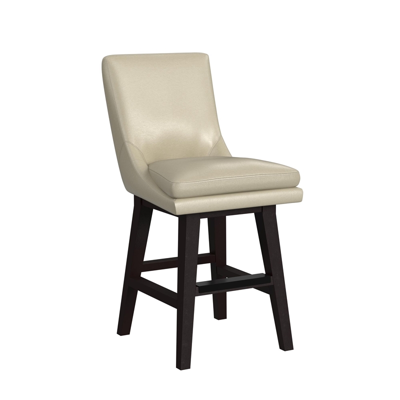 Picket House Furnishings Charlie Swivel Counter Stool Set - Beige PU in Espresso