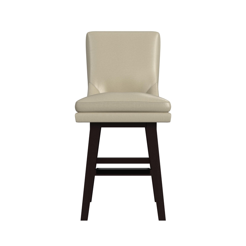 Picket House Furnishings Charlie Swivel Counter Stool Set - Beige PU in Espresso