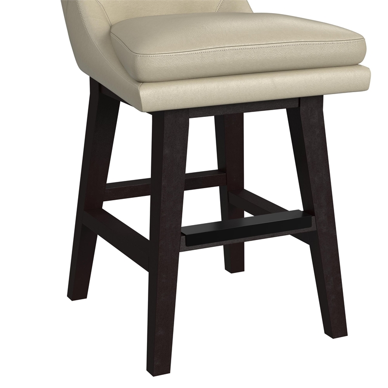 Picket House Furnishings Charlie Swivel Counter Stool Set - Beige PU in Espresso