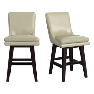 Picket House Furnishings Charlie Swivel Counter Stool Set - Beige PU in Espresso