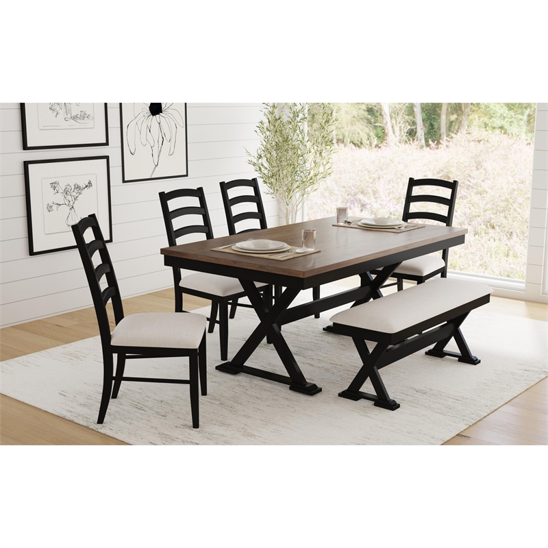 Picket House Furnishings Lorraine 6PC Dining Set in Oak and Black