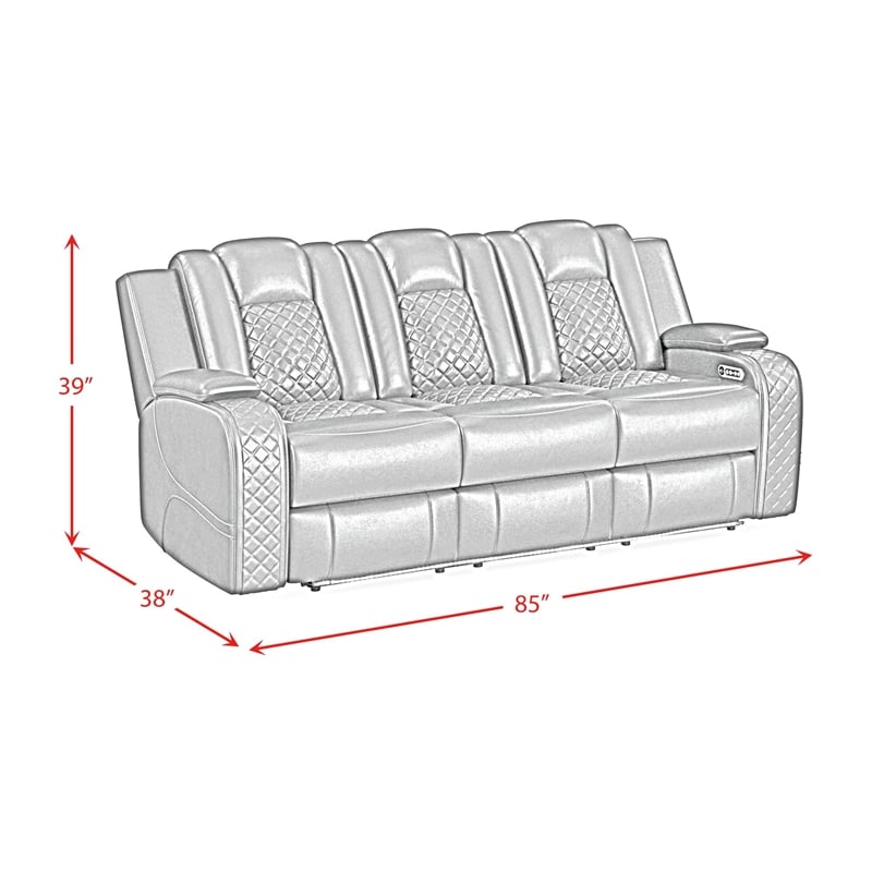 Picket House Furnishings Amias Power Motion Sofa in Pebble Oyster