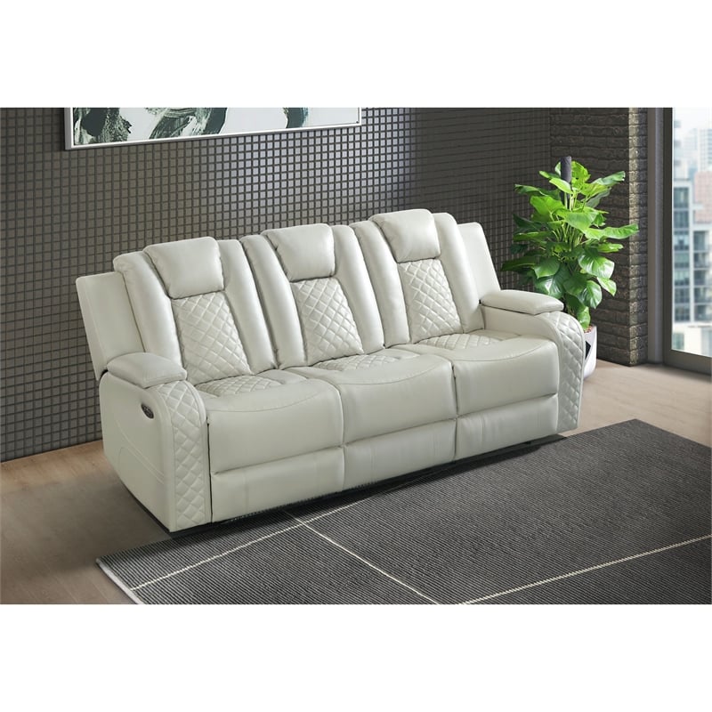 Picket House Furnishings Amias Power Motion Sofa in Pebble Oyster