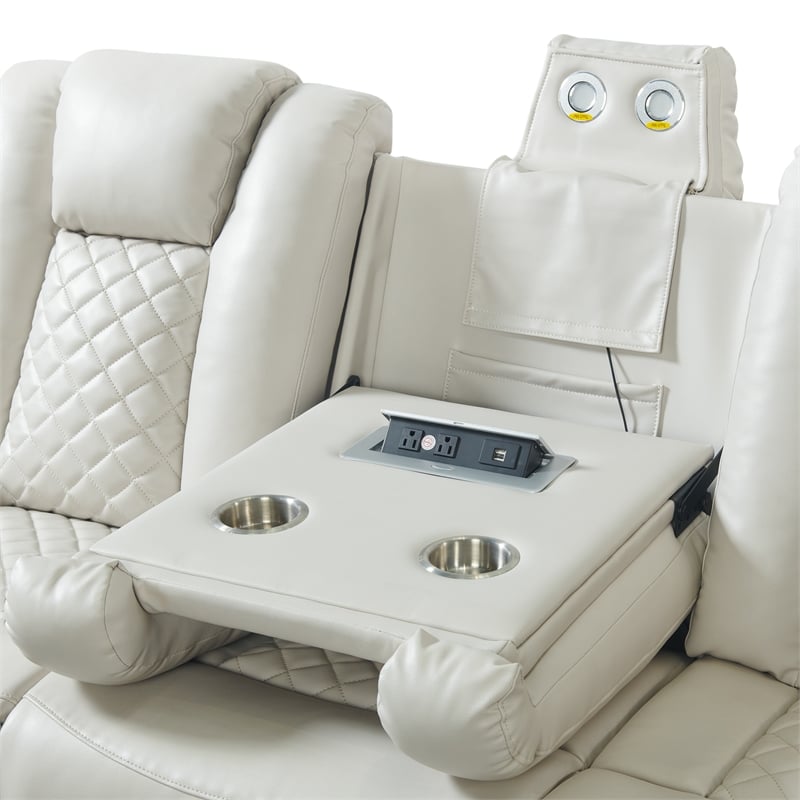 Picket House Furnishings Amias Power Motion Sofa in Pebble Oyster