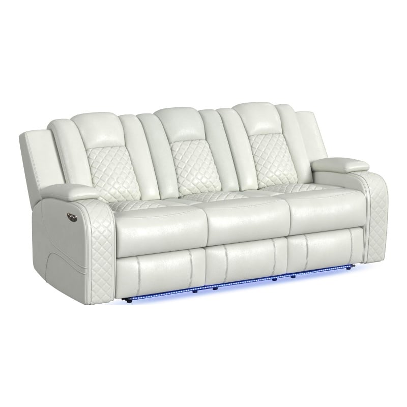 Picket House Furnishings Amias Power Motion Sofa in Pebble Oyster