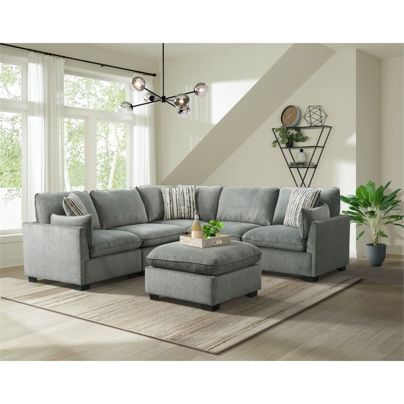 Picket House Furnishings Sloan Modular Ottoman in Nova Grey