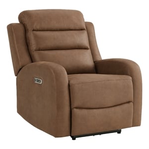 picket house furnishings bexley power recliner in whiskers pu brown