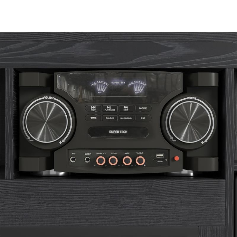 Picket House Furnishings San Andreas  Fireplace with Sound System in Black
