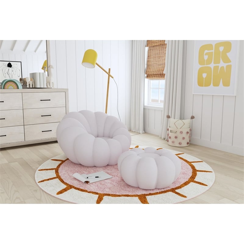 Picket House Furnishings Pumpkin Swivel Chair and Ottoman in Gray