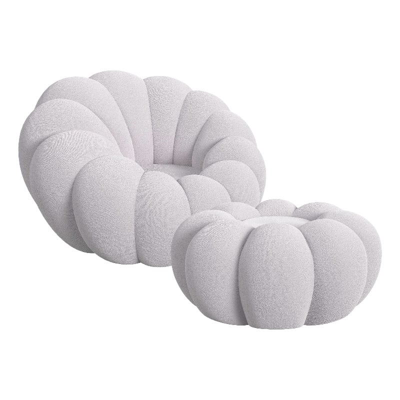 Picket House Furnishings Pumpkin Swivel Chair and Ottoman in Gray