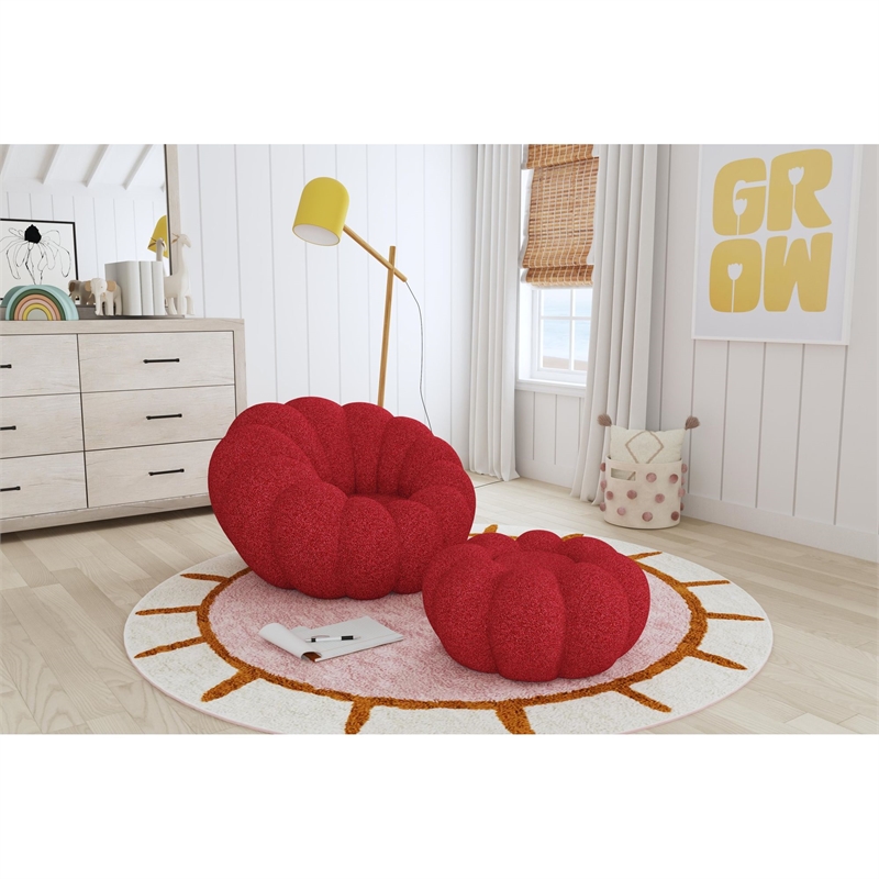 Picket House Furnishings Pumpkin Swivel Chair and Ottoman in Red