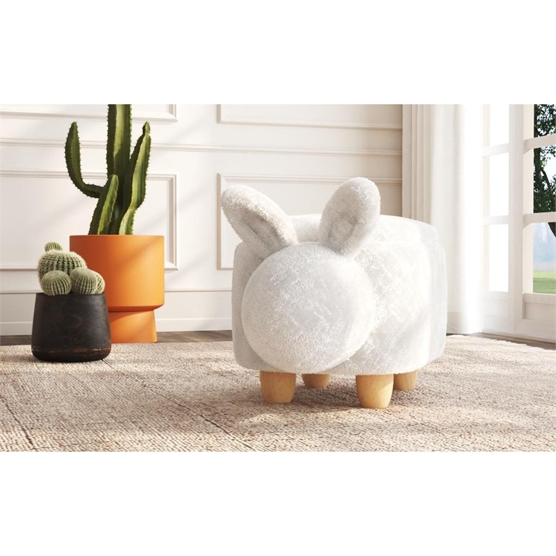 Picket House Furnishings Thumper Rabbit Storage Stool in White