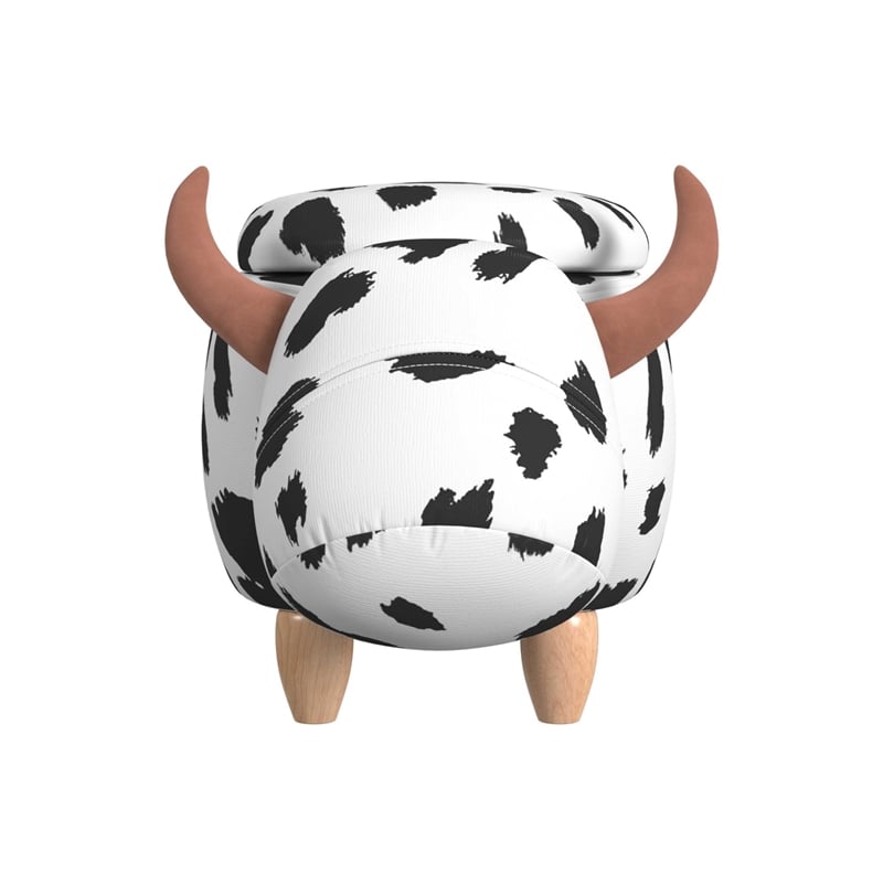 Picket House Furnishings Buttercup Cow Storage Stool in White and Black