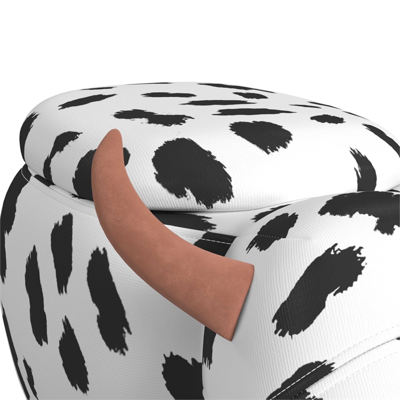 Picket House Furnishings Buttercup Cow Storage Stool in White and Black