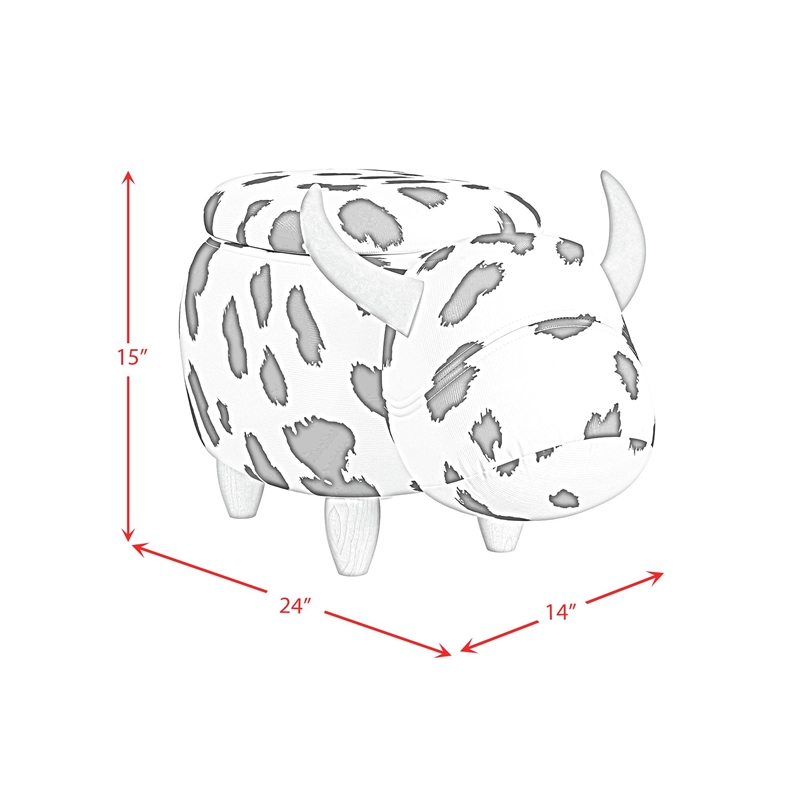 Picket House Furnishings Buttercup Cow Storage Stool in White and Black