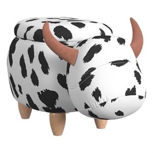 Picket House Furnishings Buttercup Cow Storage Stool in White and Black