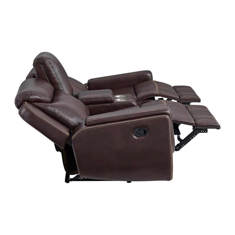 Picket House Furnishings Lynx Motion Loveseat with Console in Neono Brown